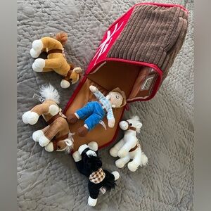 Prextex Farm Adventure Plush Barn Set Horses Farmer Zip Soft Toddler Toy Handle